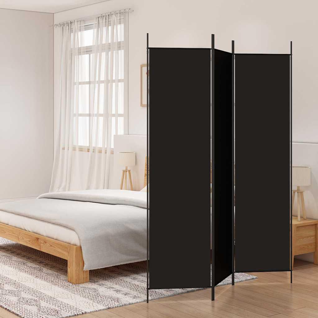 Biombo divisor de 3 paneles de tela gris antracita 120x220 cm