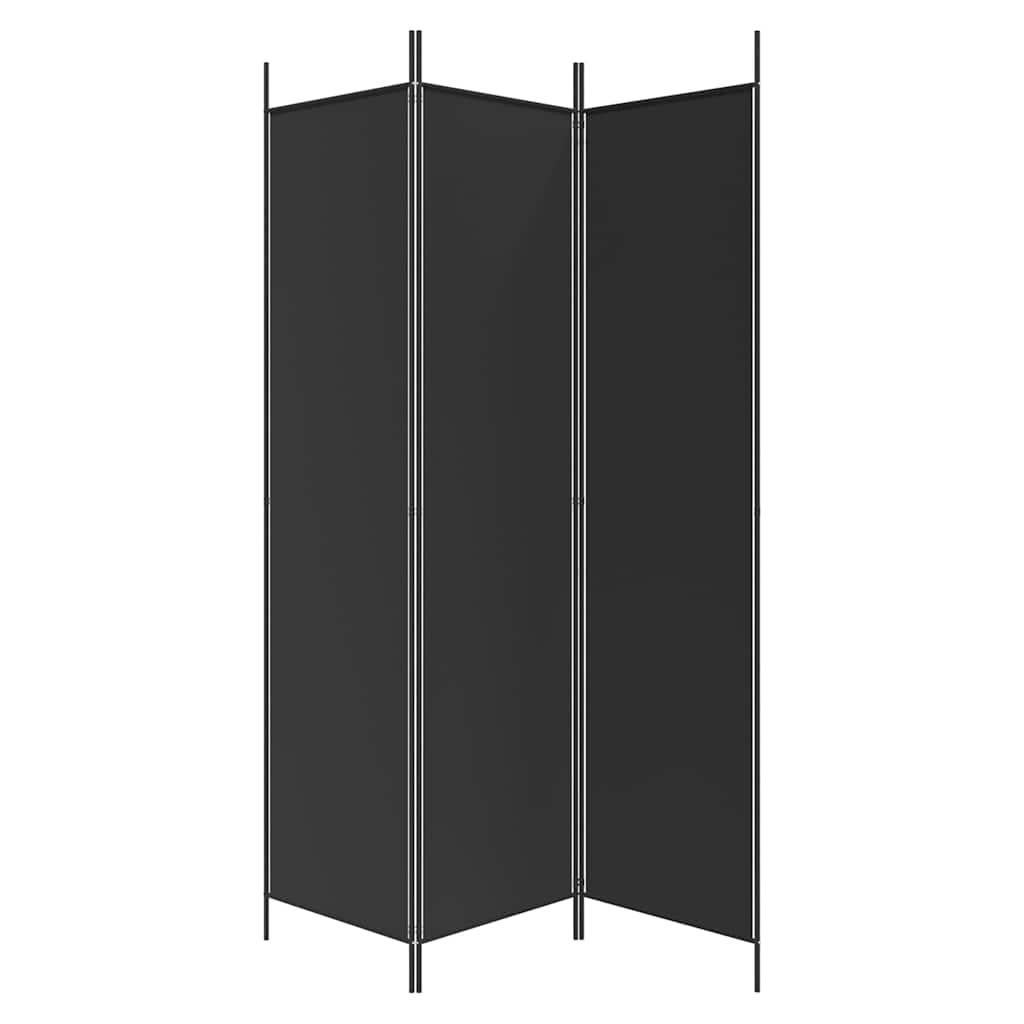 Biombo divisor de 3 paneles de tela gris antracita 120x220 cm