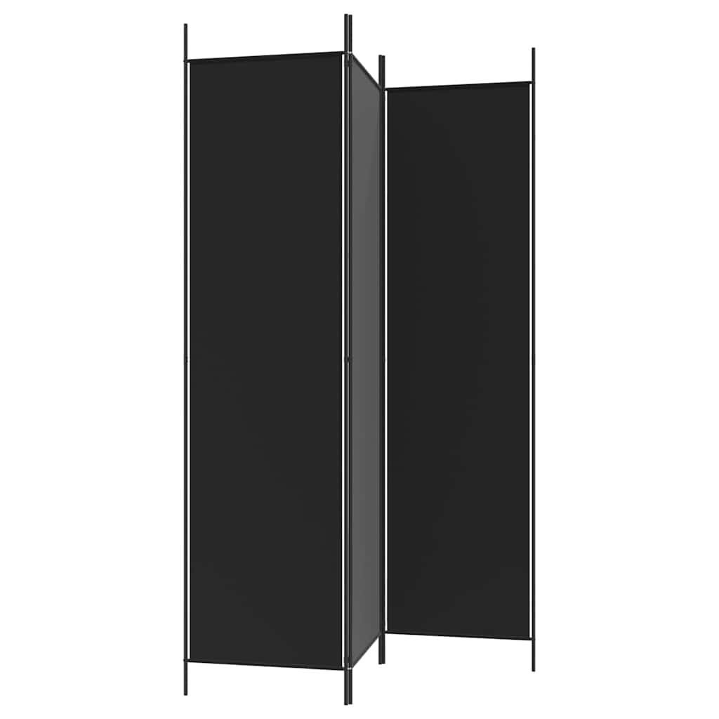 Biombo divisor de 3 paneles de tela gris antracita 120x220 cm