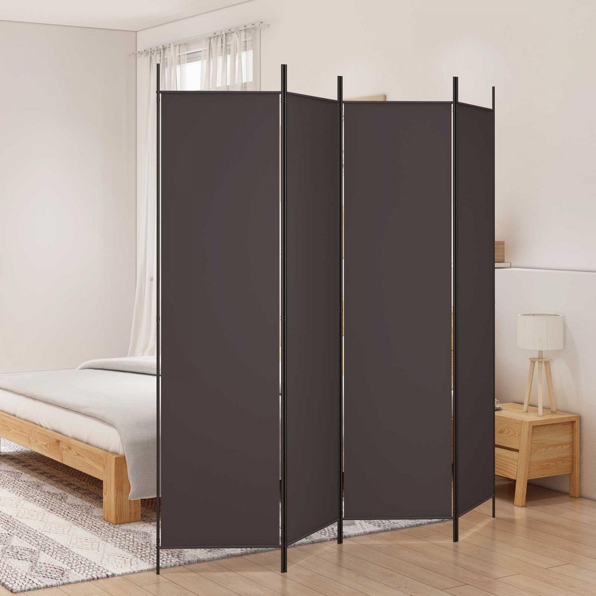 Biombo divisor de 4 paneles de tela gris antracita 200x220 cm