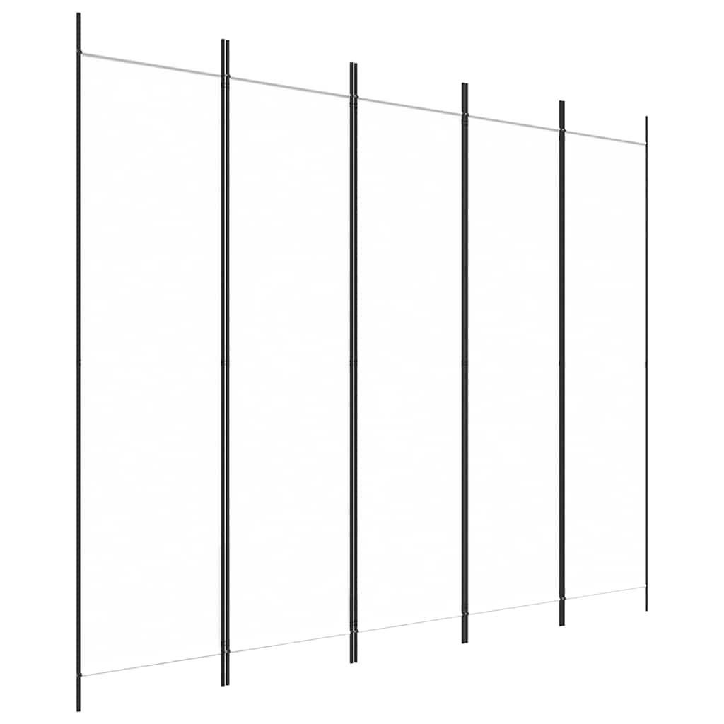 Biombo divisor de 5 paneles de tela gris antracita 200x200 cm
