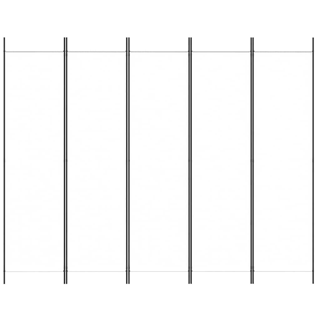 Biombo divisor de 5 paneles de tela gris antracita 200x200 cm