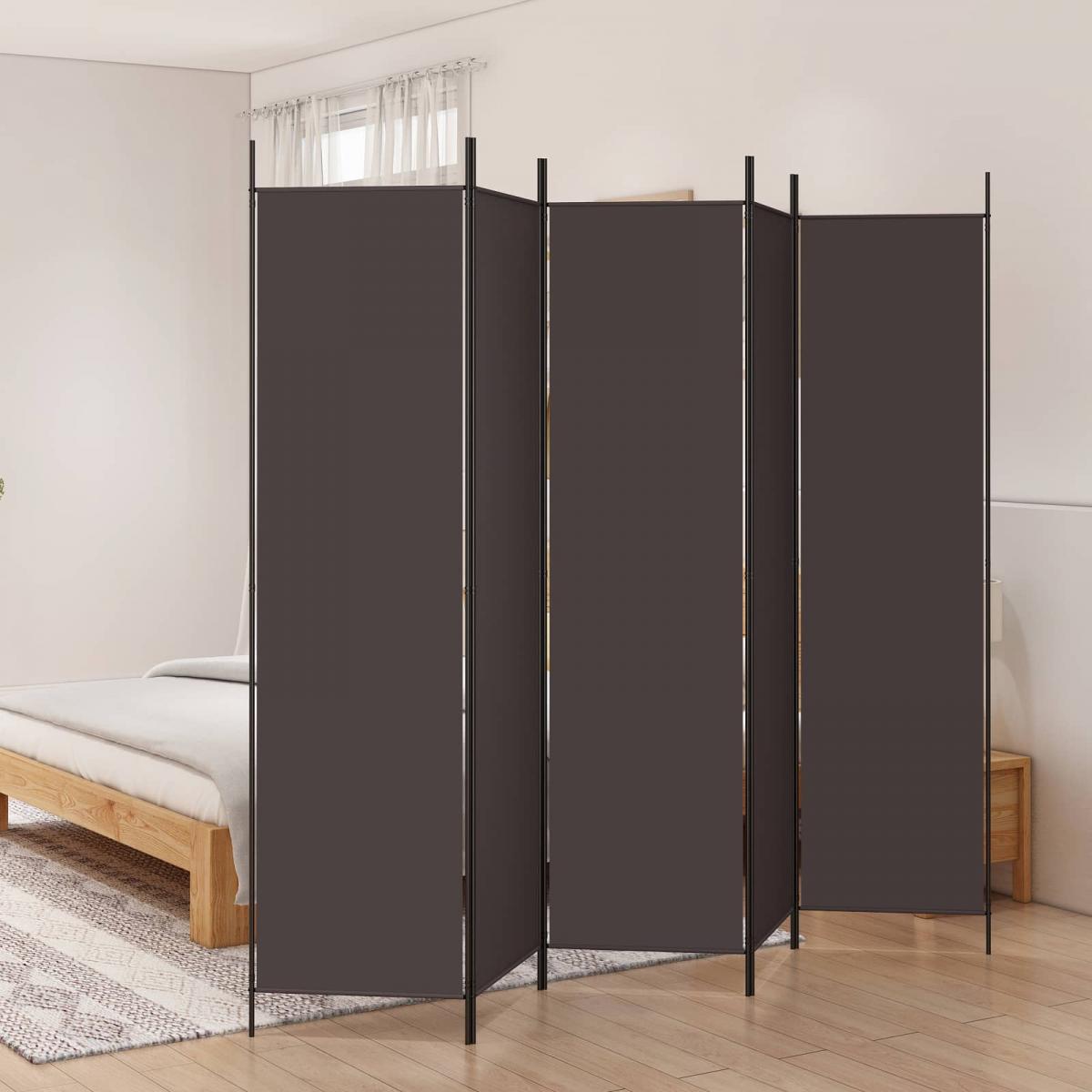 Biombo divisor de 5 paneles de tela gris antracita 200x200 cm