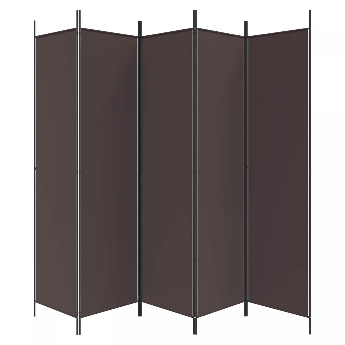 Biombo divisor de 5 paneles de tela gris antracita 200x200 cm