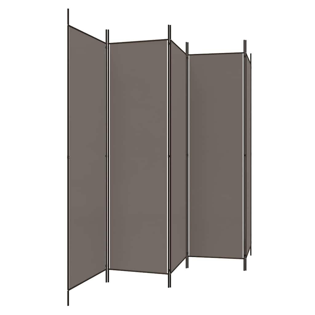 Biombo divisor de 5 paneles de tela gris antracita 200x220 cm