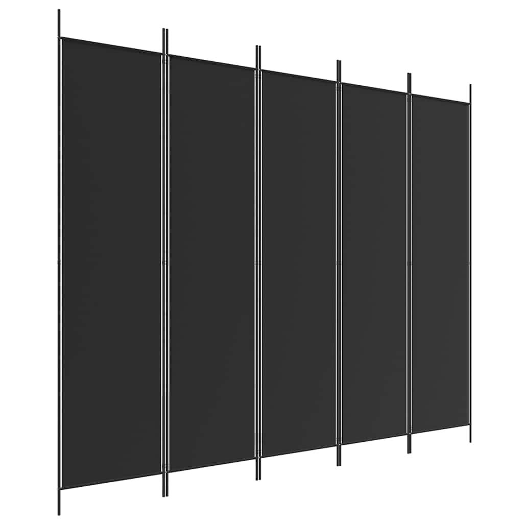 Biombo divisor de 5 paneles de tela gris antracita 200x200 cm