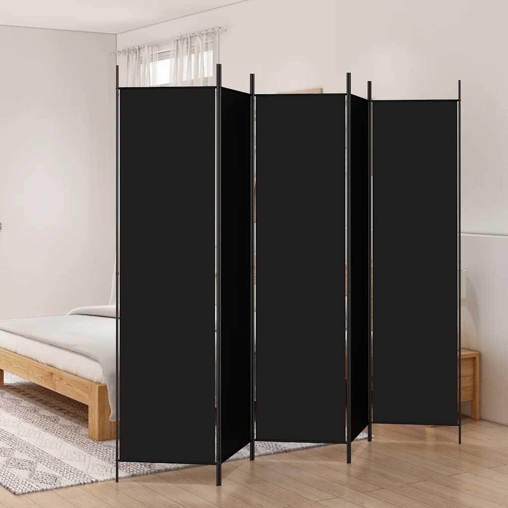 Biombo divisor de 5 paneles de tela gris antracita 200x200 cm