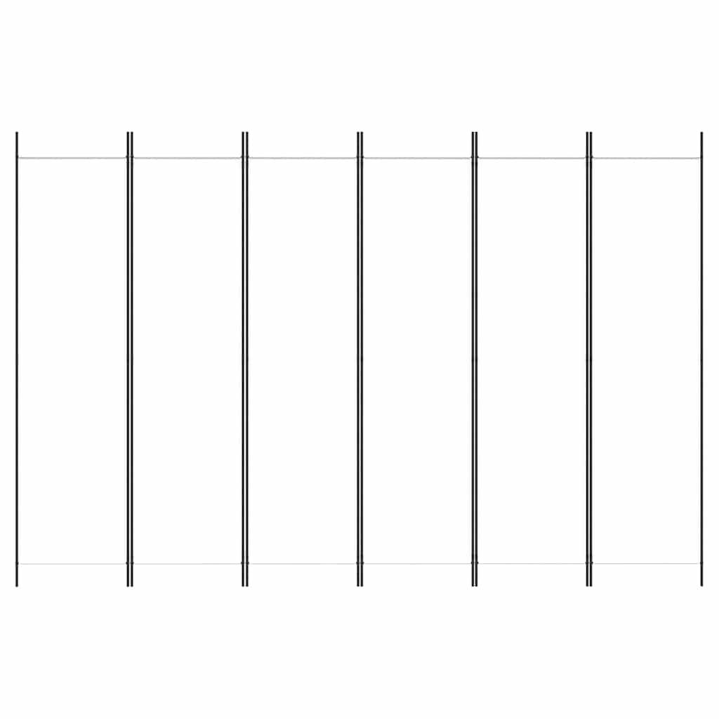 Biombo divisor de 6 paneles de tela gris antracita 240x200 cm