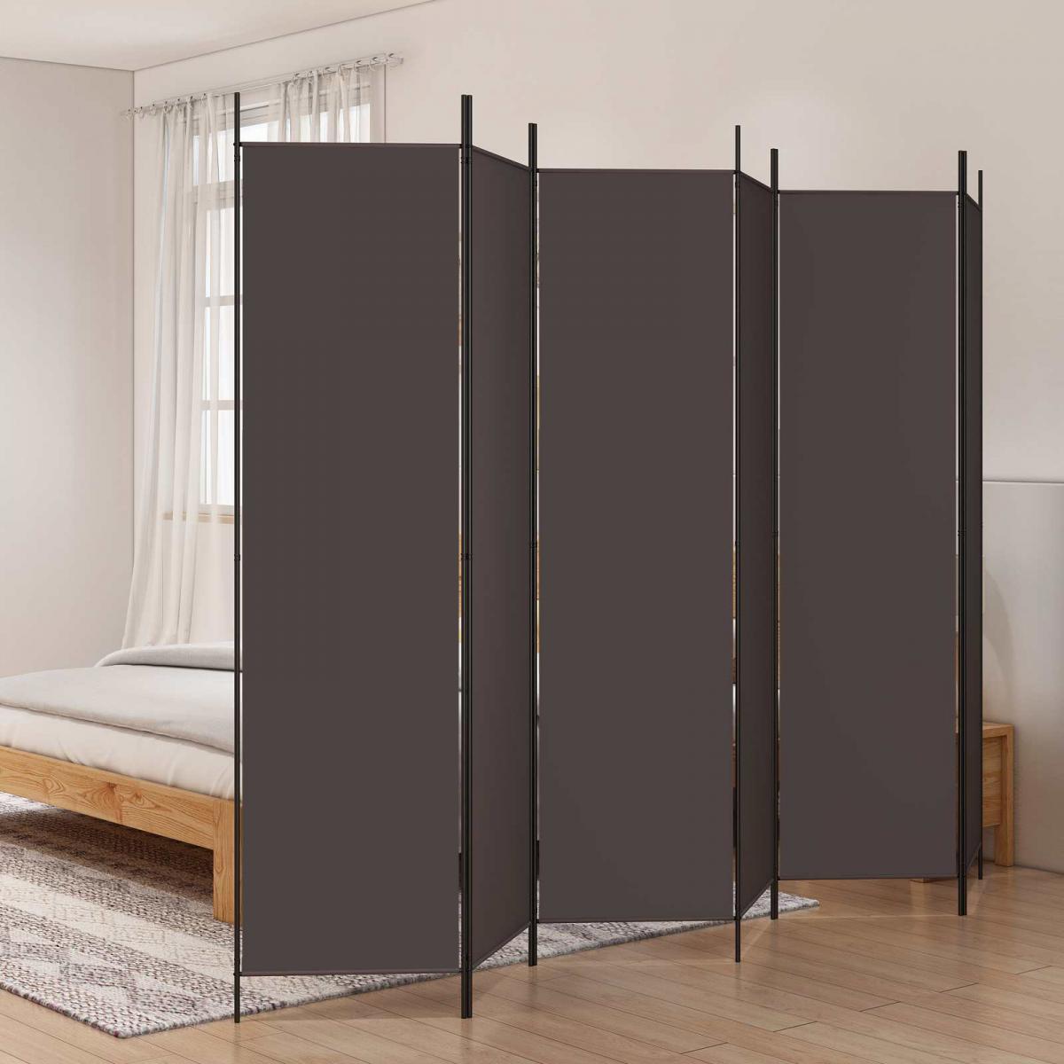 Biombo divisor de 6 paneles de tela gris antracita 240x220 cm