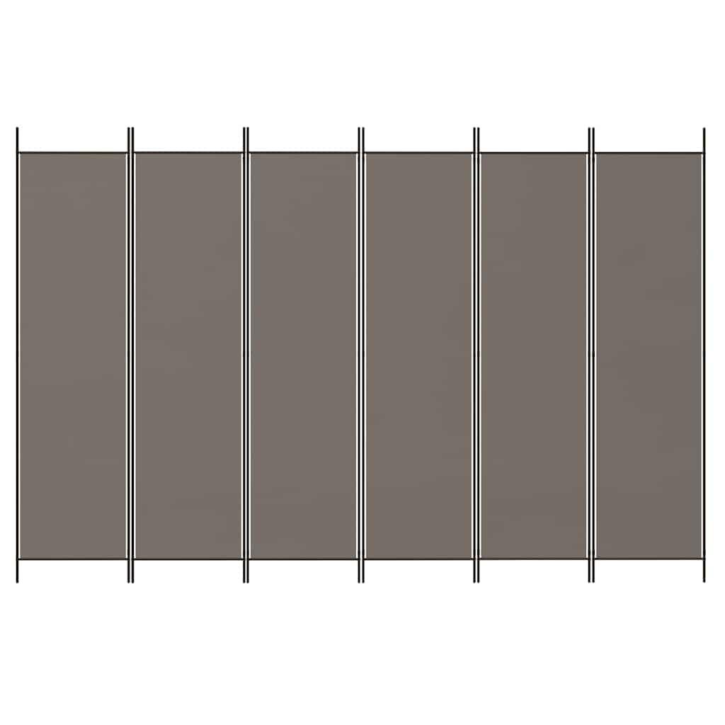 Biombo divisor de 6 paneles de tela gris antracita 240x220 cm