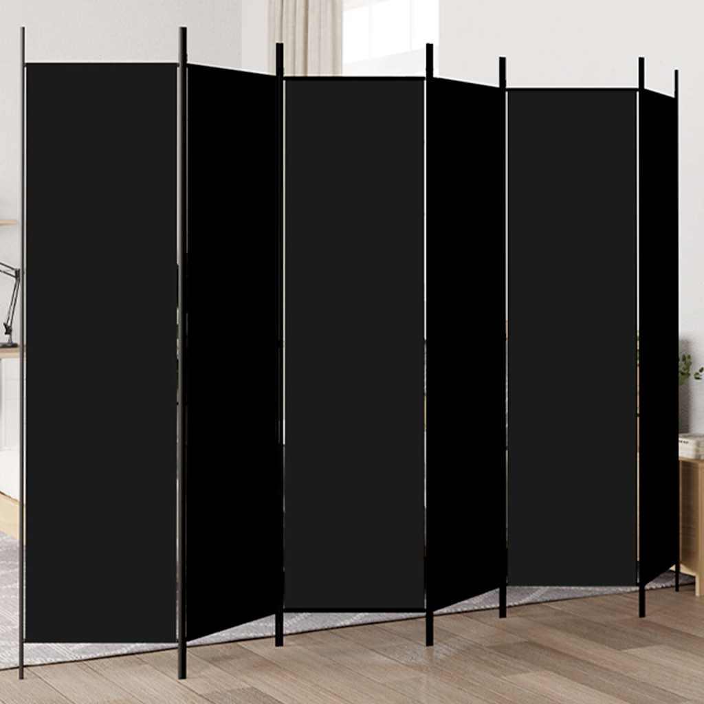 Biombo divisor de 6 paneles de tela gris antracita 240x220 cm