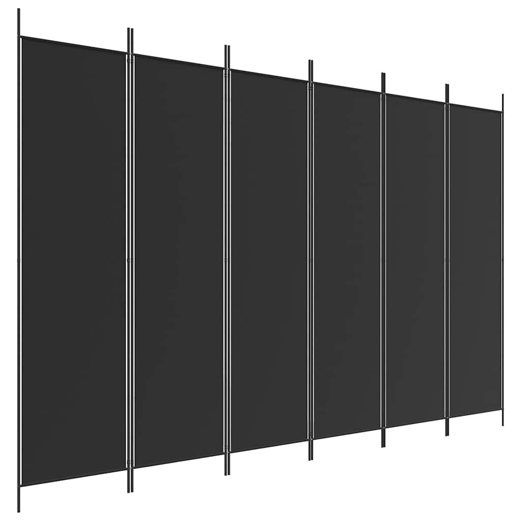 Biombo divisor de 6 paneles de tela gris antracita 240x220 cm