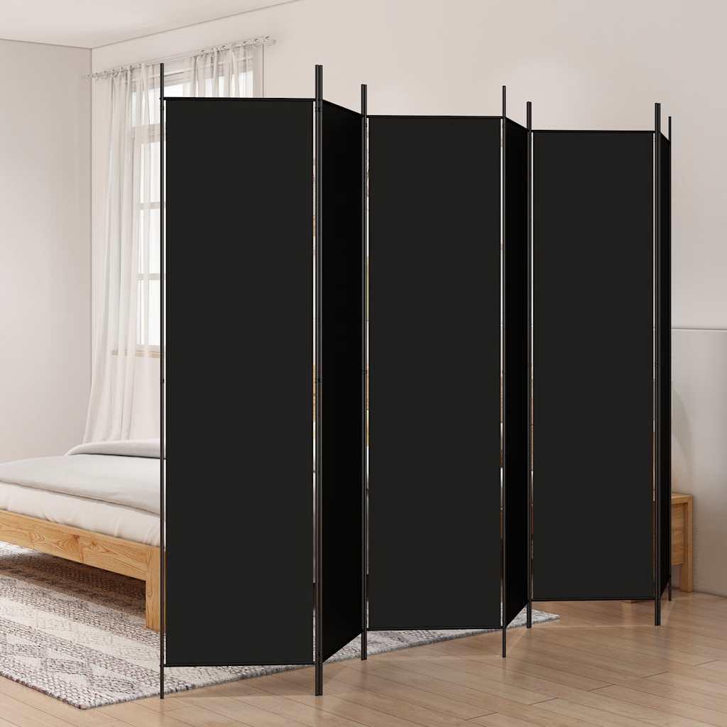 Biombo divisor de 6 paneles de tela gris antracita 240x220 cm
