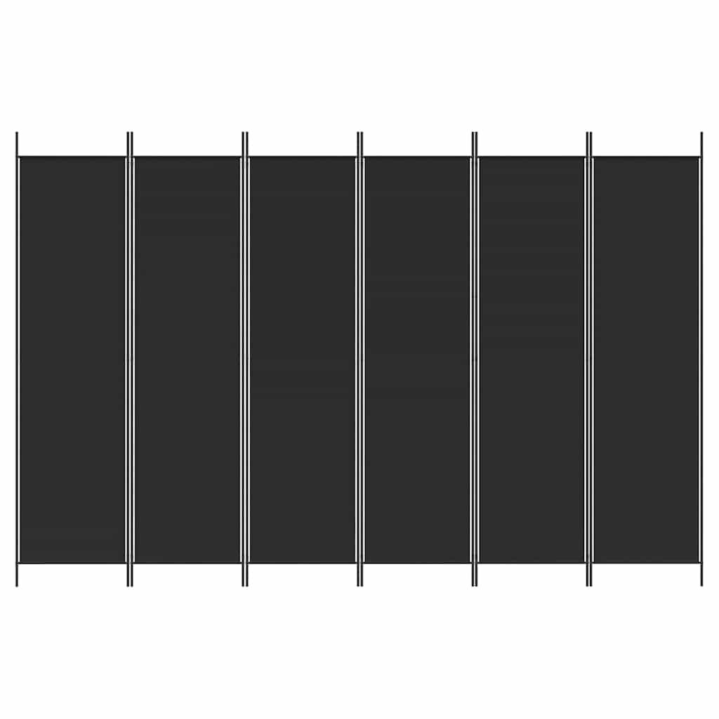 Biombo divisor de 6 paneles de tela gris antracita 240x220 cm