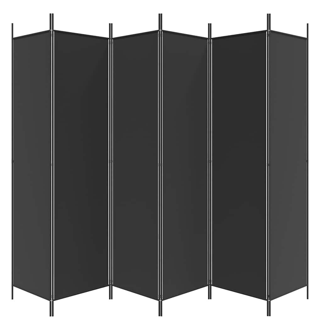 Biombo divisor de 6 paneles de tela gris antracita 240x220 cm