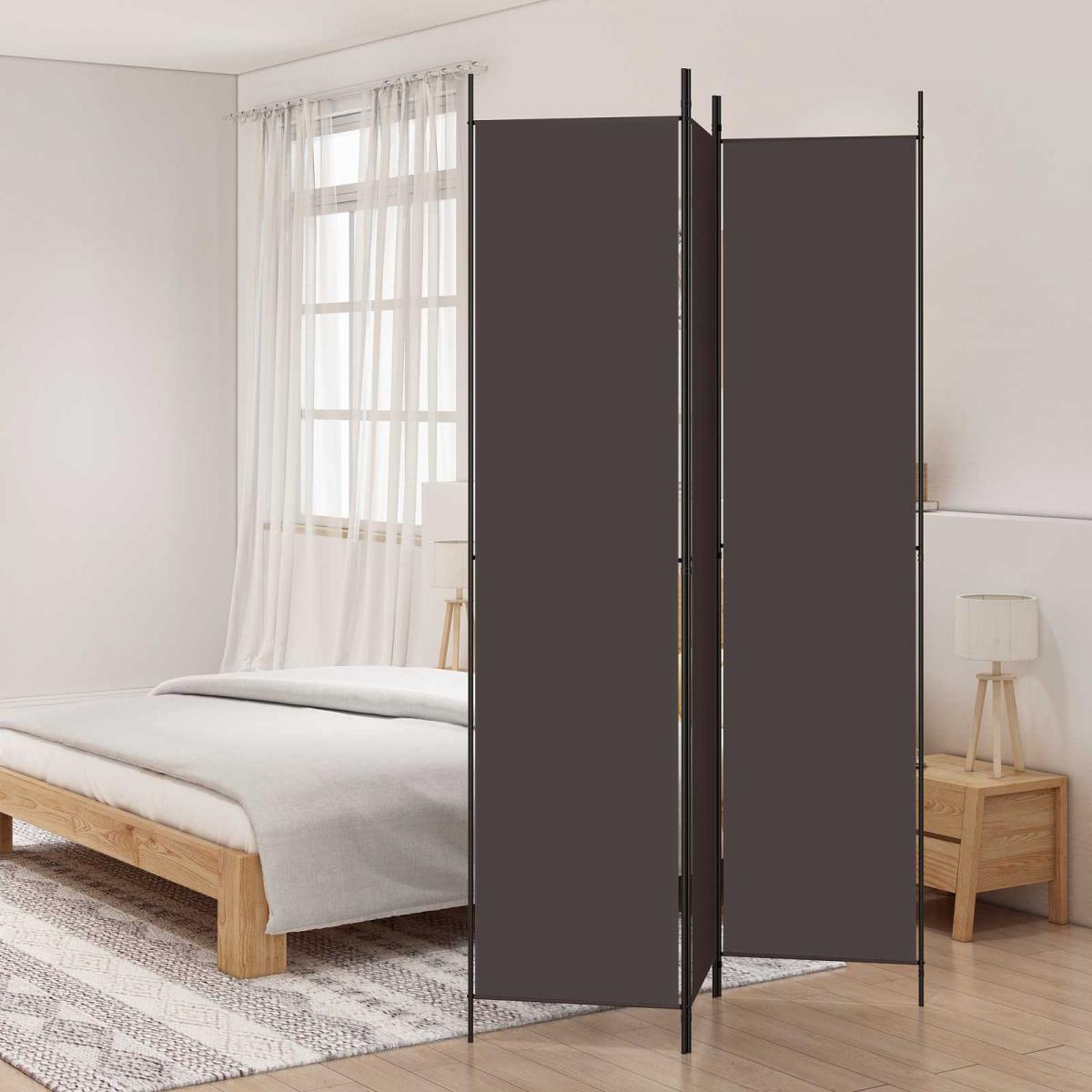 Biombo divisor de 3 paneles de tela gris antracita 120x220 cm