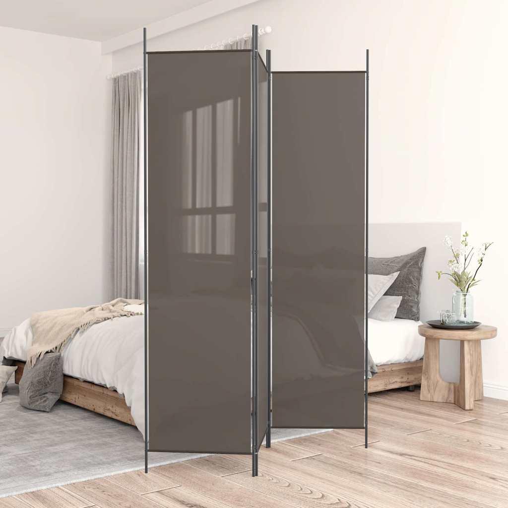 Biombo divisor de 3 paneles de tela gris antracita 120x220 cm