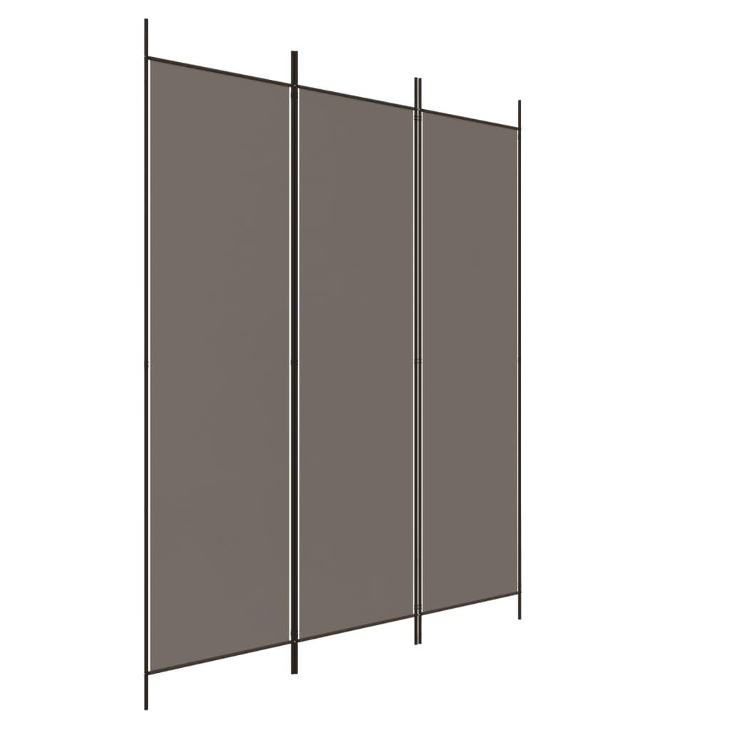 Biombo divisor de 3 paneles de tela gris antracita 120x220 cm