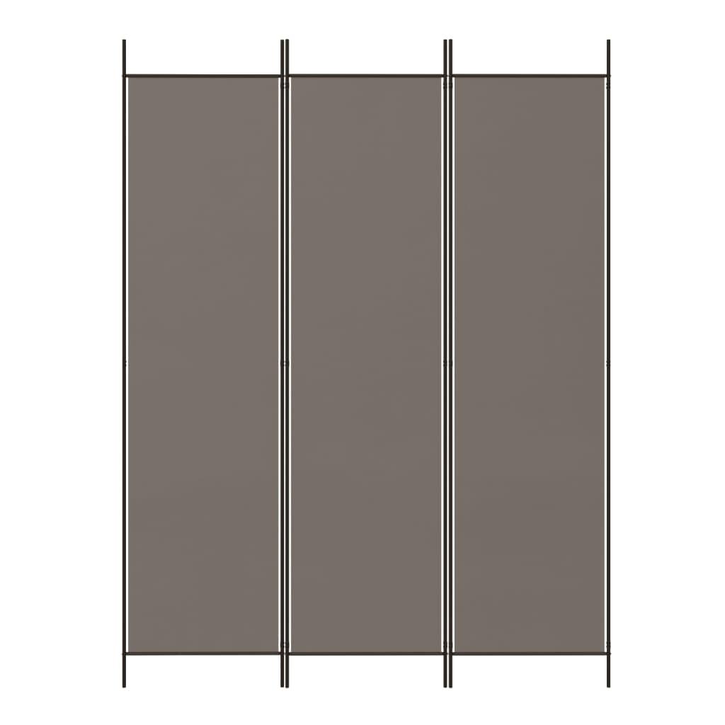 Biombo divisor de 3 paneles de tela gris antracita 120x220 cm
