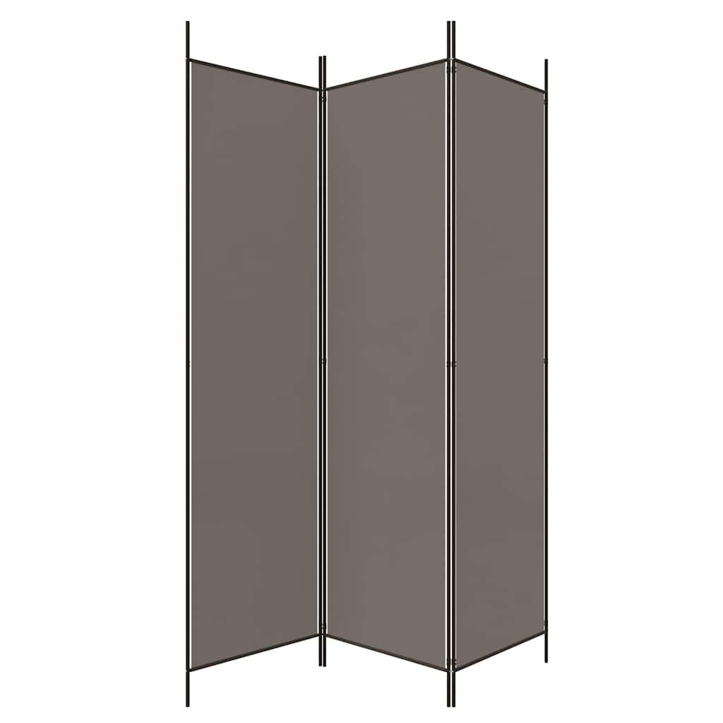 Biombo divisor de 3 paneles de tela gris antracita 120x220 cm
