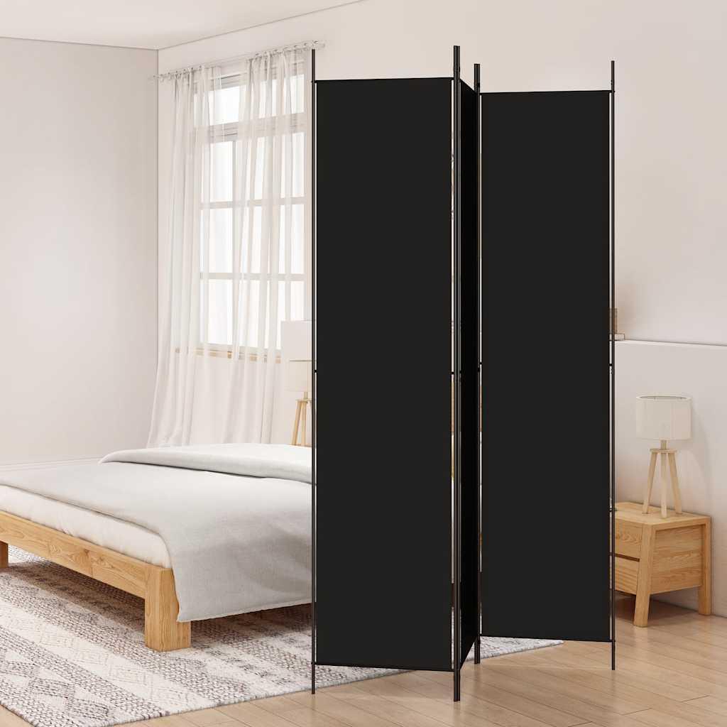 Biombo divisor de 3 paneles de tela gris antracita 120x220 cm