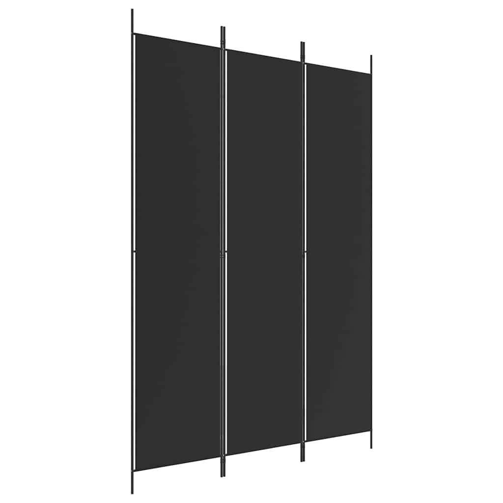 Biombo divisor de 3 paneles de tela gris antracita 120x220 cm