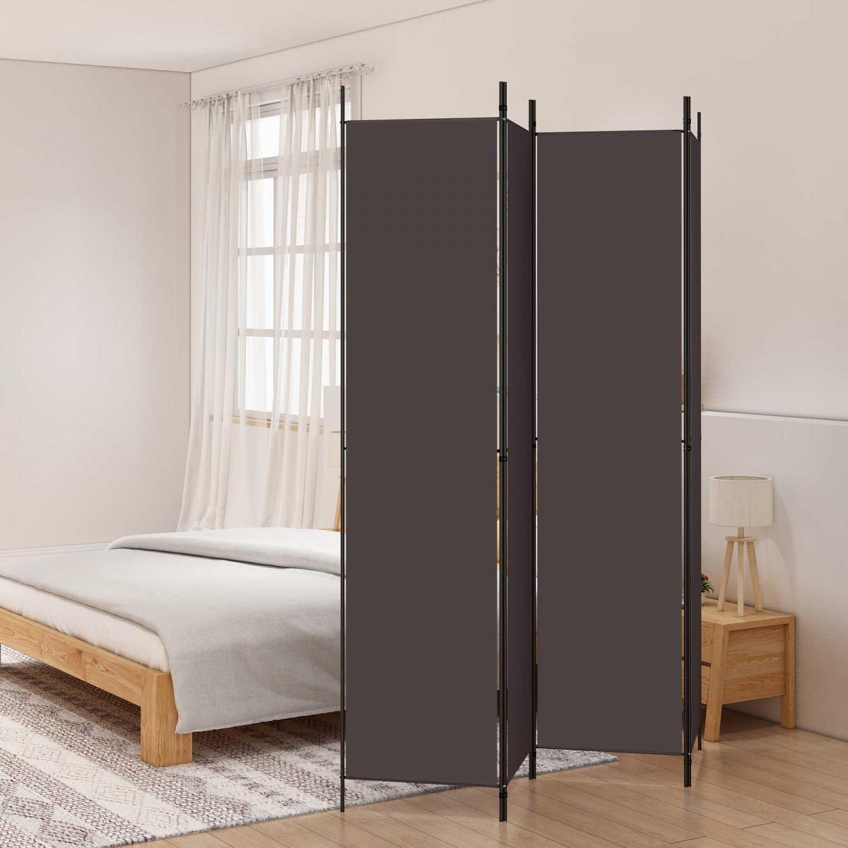 Biombo divisor de 4 paneles de tela gris antracita 200x220 cm