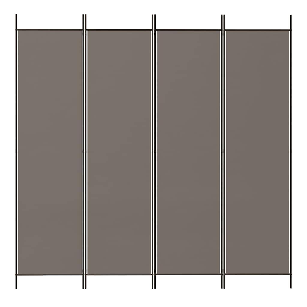 Biombo divisor de 4 paneles de tela gris antracita 200x220 cm