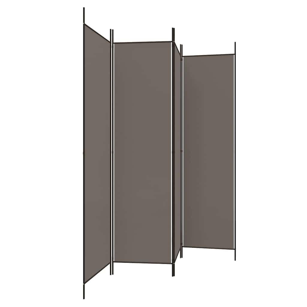 Biombo divisor de 4 paneles de tela gris antracita 200x220 cm
