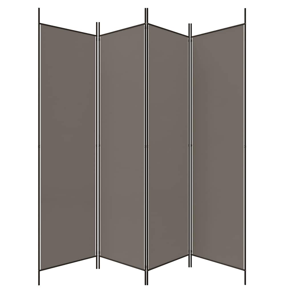 Biombo divisor de 4 paneles de tela gris antracita 200x220 cm