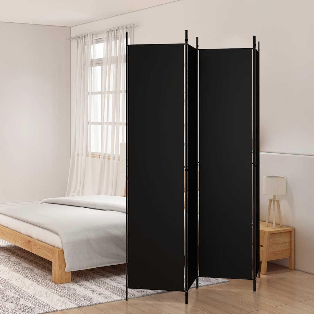 Biombo divisor de 4 paneles de tela gris antracita 200x220 cm