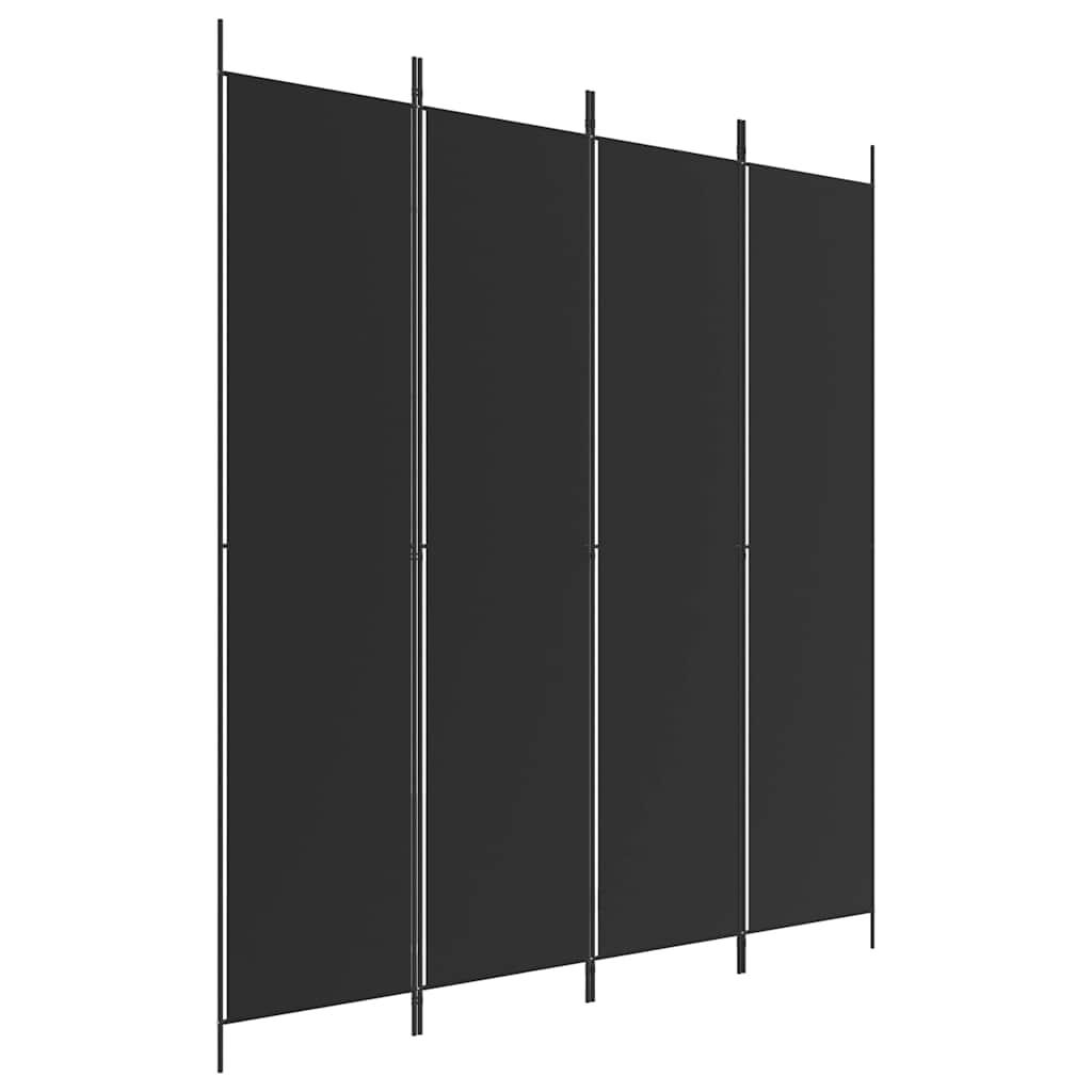 Biombo divisor de 4 paneles de tela gris antracita 200x220 cm