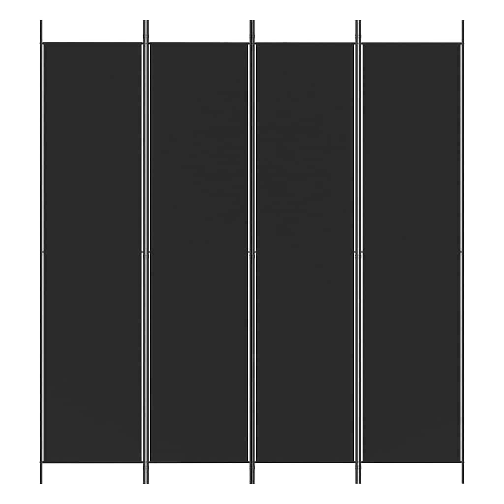 Biombo divisor de 4 paneles de tela gris antracita 200x220 cm