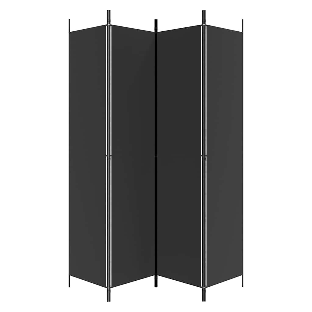 Biombo divisor de 4 paneles de tela gris antracita 200x220 cm