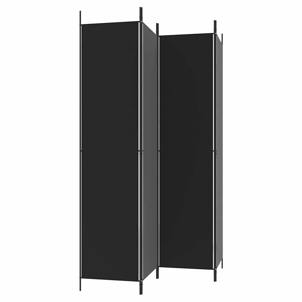 Biombo divisor de 4 paneles de tela gris antracita 200x220 cm