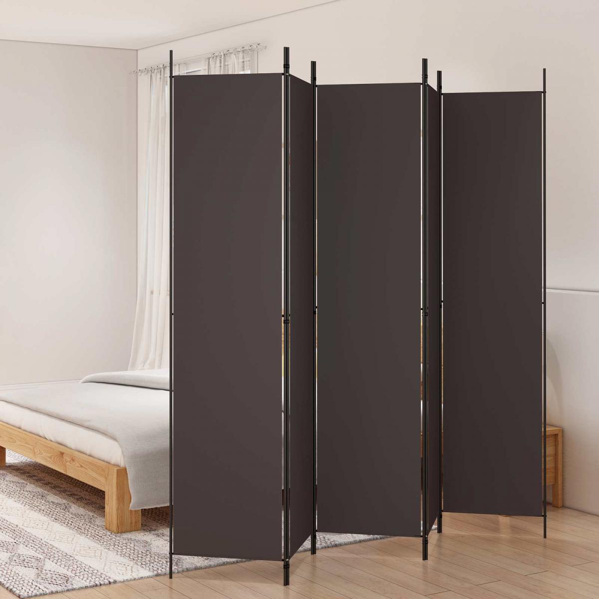 Biombo divisor de 5 paneles de tela gris antracita 200x220 cm