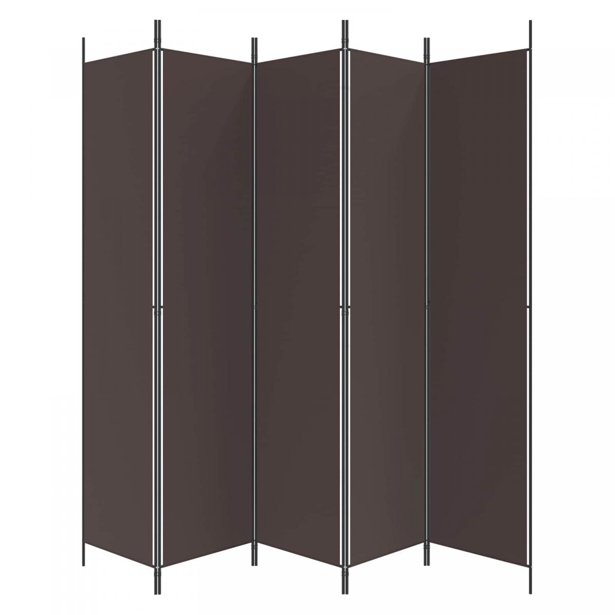 Biombo divisor de 5 paneles de tela gris antracita 200x220 cm