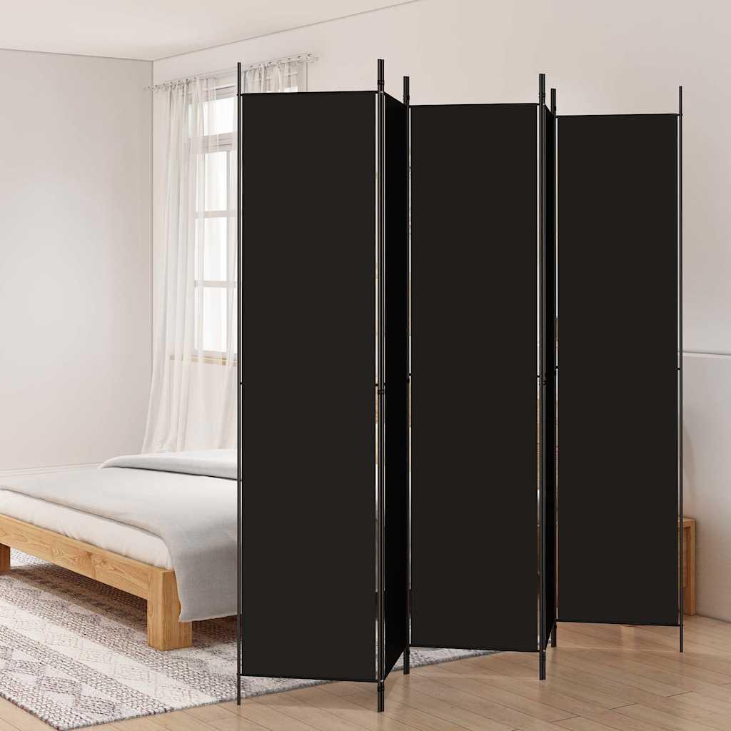 Biombo divisor de 5 paneles de tela gris antracita 200x220 cm