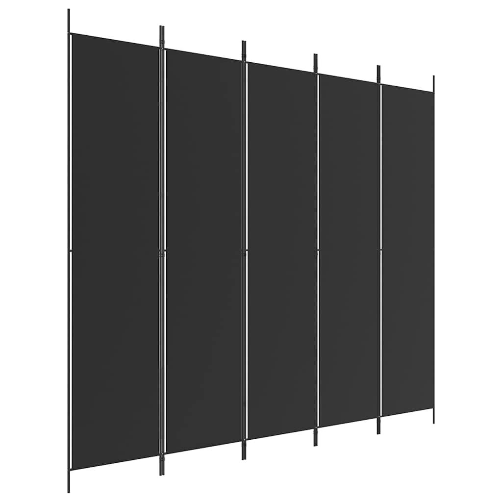 Biombo divisor de 5 paneles de tela gris antracita 200x220 cm
