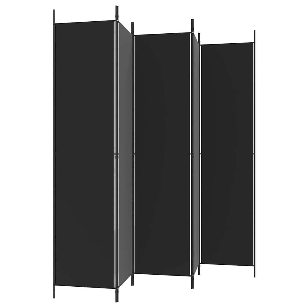 Biombo divisor de 5 paneles de tela gris antracita 200x220 cm