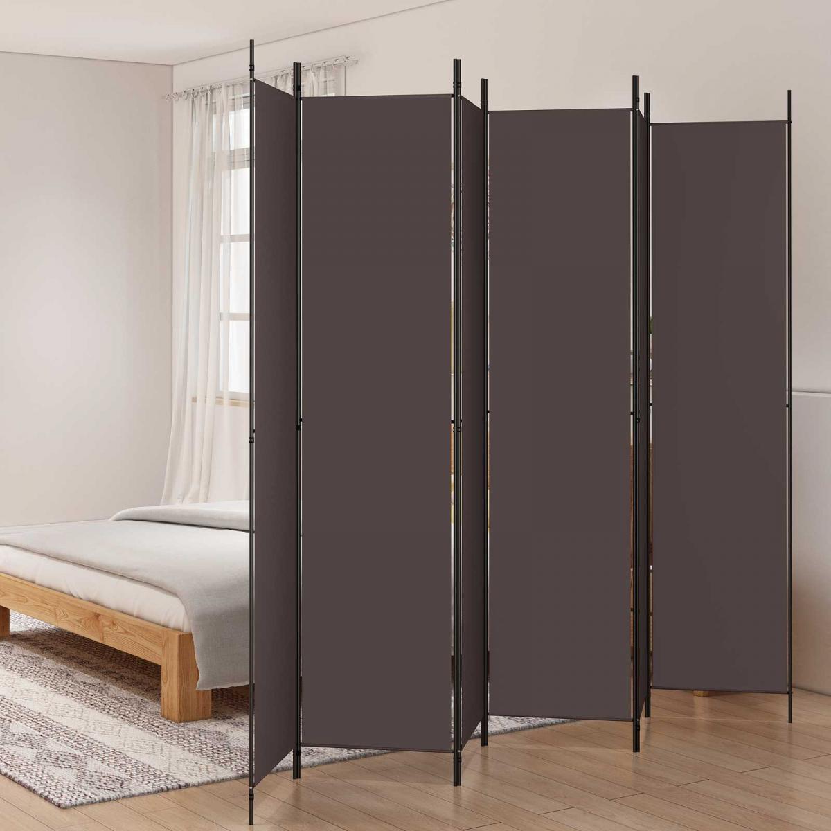 Biombo divisor de 6 paneles de tela gris antracita 240x200 cm
