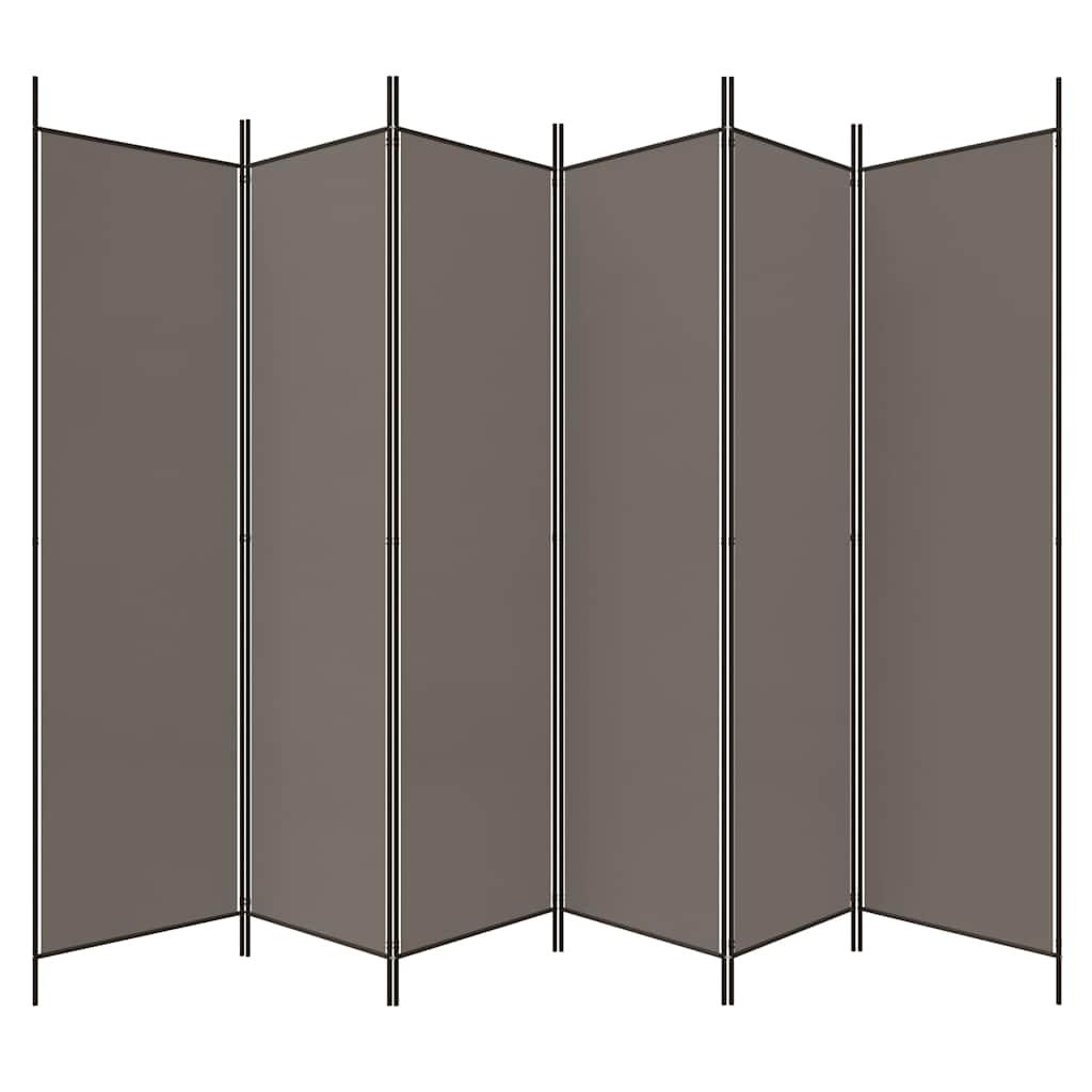 Biombo divisor de 6 paneles de tela gris antracita 240x200 cm