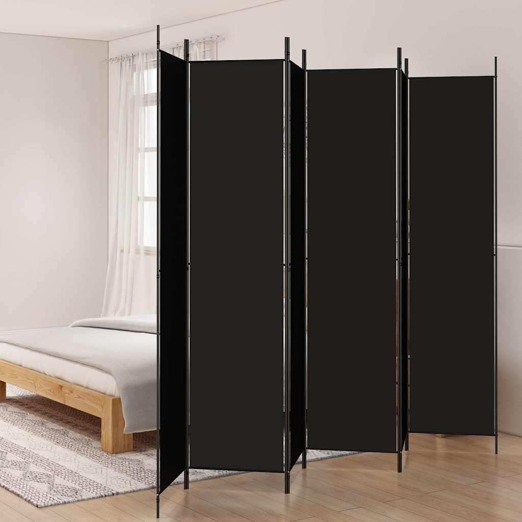 Biombo divisor de 6 paneles de tela gris antracita 240x200 cm