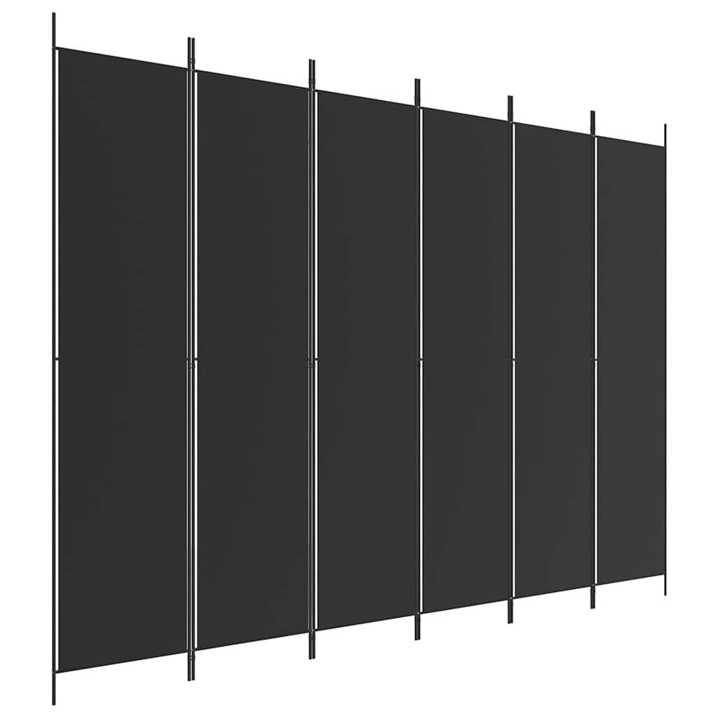 Biombo divisor de 6 paneles de tela gris antracita 240x200 cm