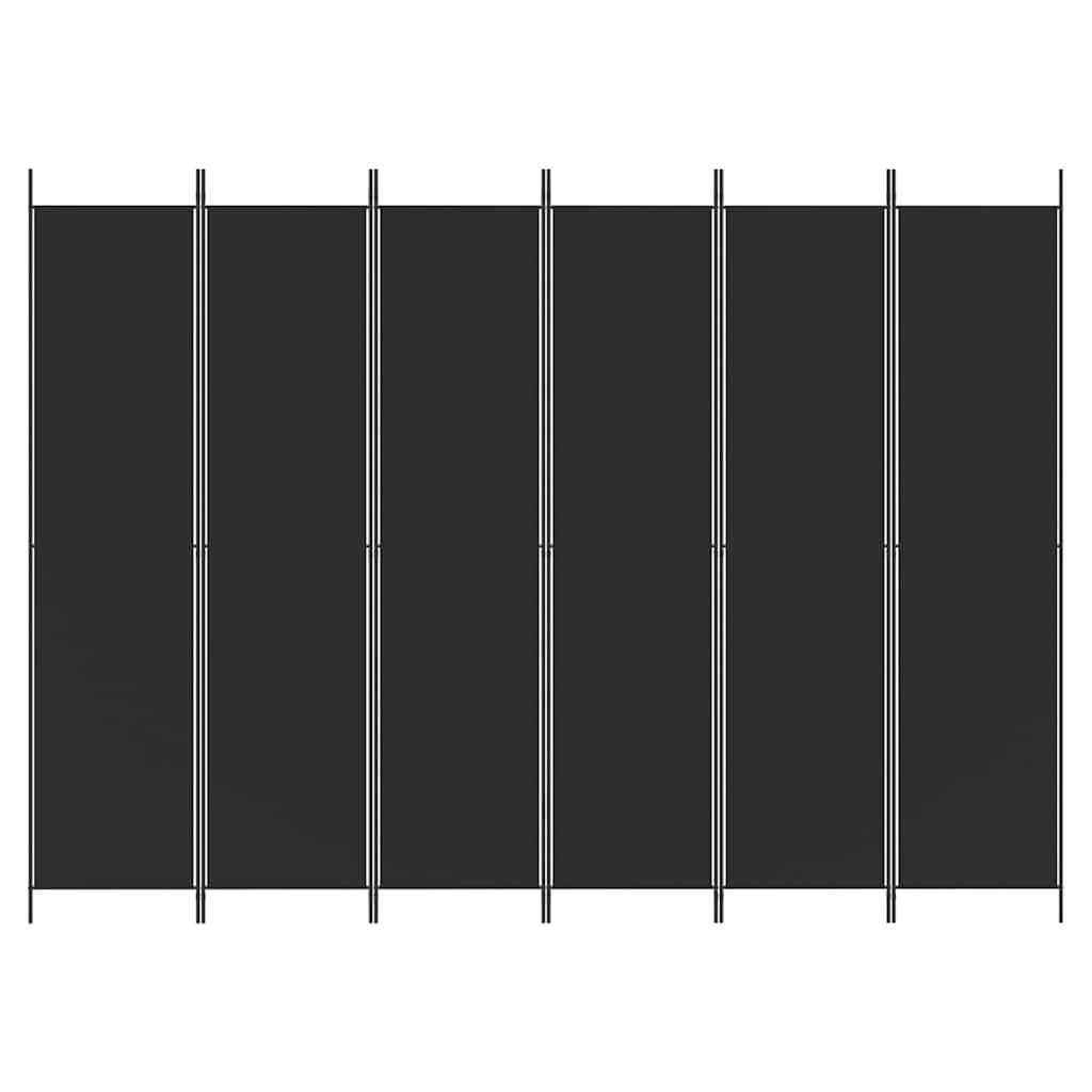 Biombo divisor de 6 paneles de tela gris antracita 240x200 cm
