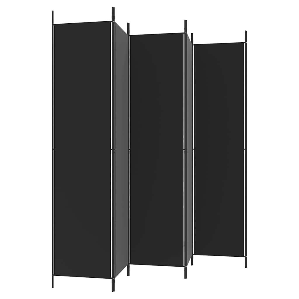 Biombo divisor de 6 paneles de tela gris antracita 240x200 cm