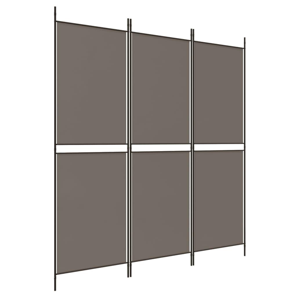 Biombo divisor de 3 paneles de tela gris antracita 120x220 cm