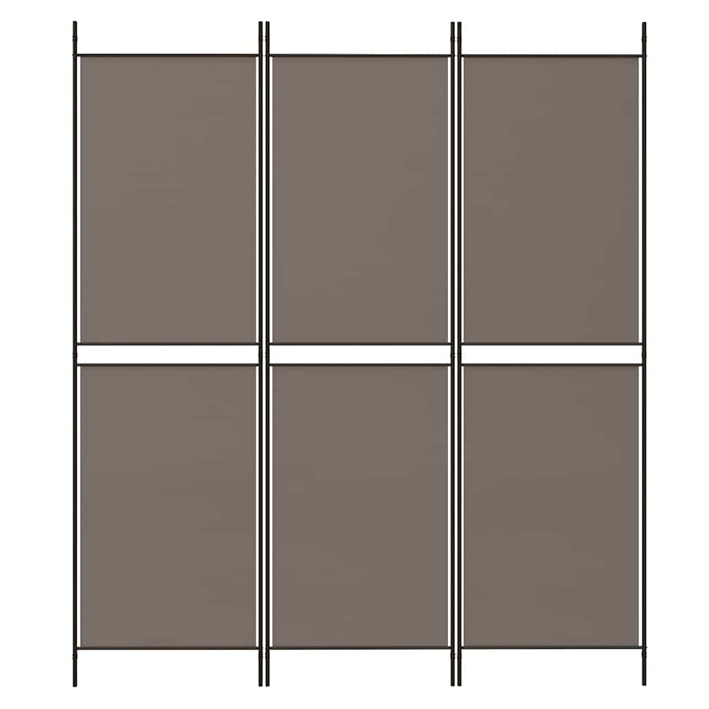 Biombo divisor de 3 paneles de tela gris antracita 120x220 cm