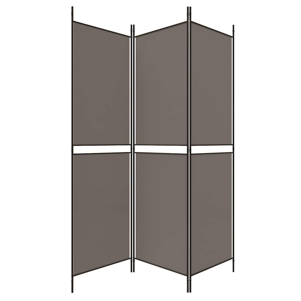 Biombo divisor de 3 paneles de tela gris antracita 120x220 cm