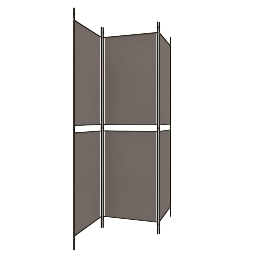 Biombo divisor de 3 paneles de tela gris antracita 120x220 cm